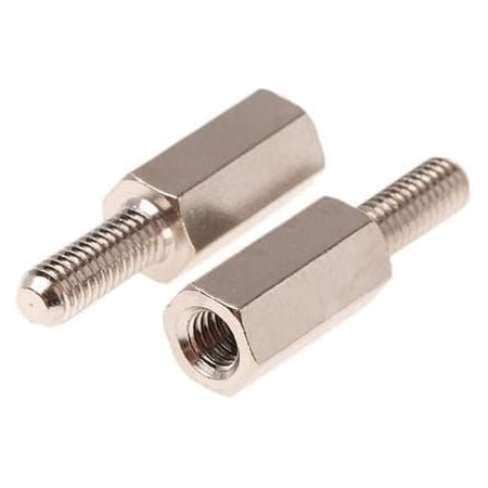 Hex Standoff, #6-32 Thrd Sz, Brass Nickel Plated, 1/4 Hex W, 500 PK